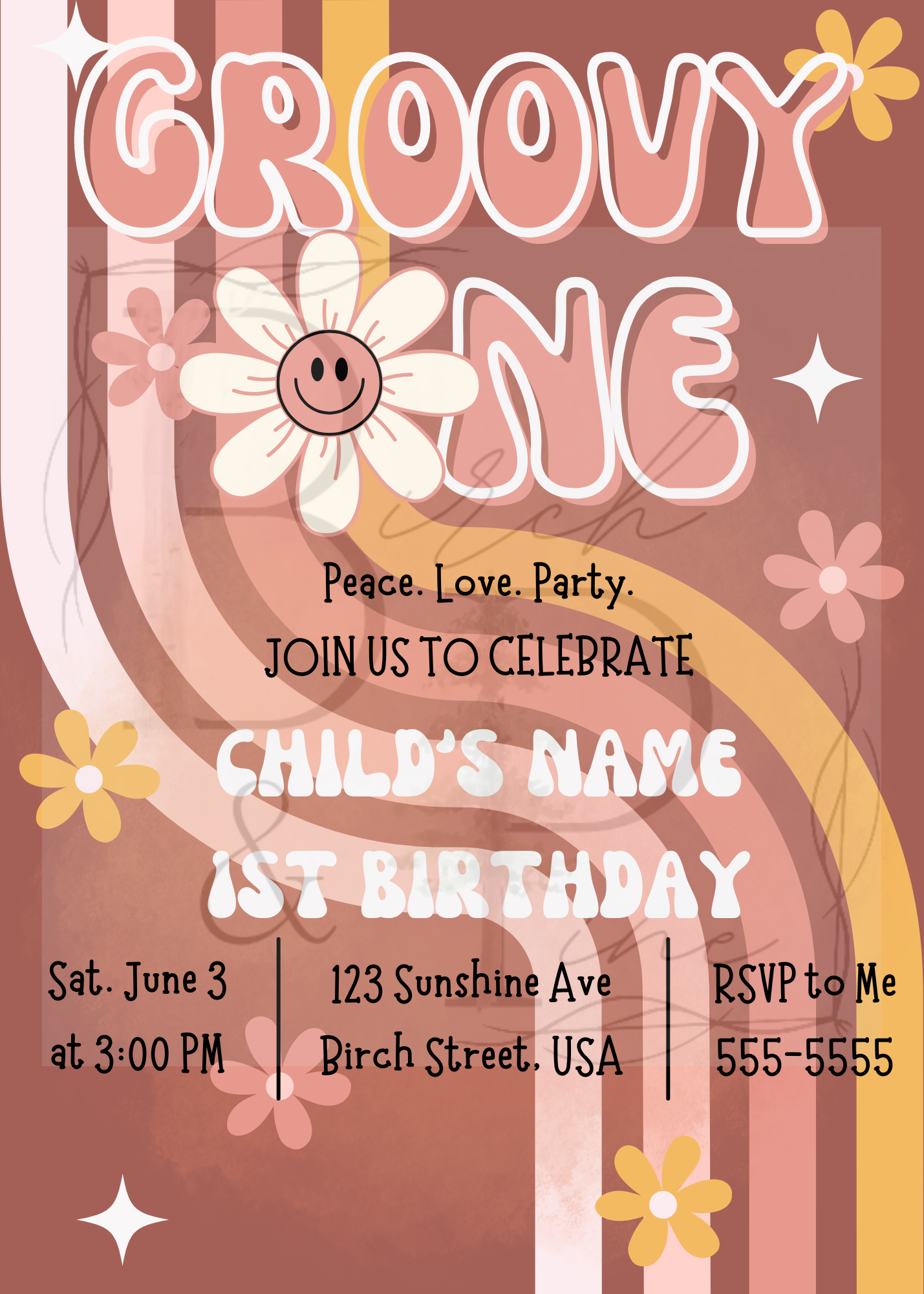 Groovy One Birthday Invitation